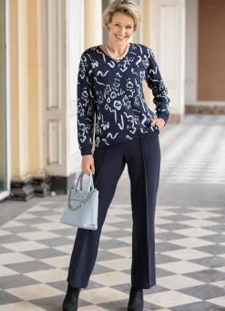 Outlet BADER Pullover in Jacquard-Dessin MARINE-WOLLWEISS