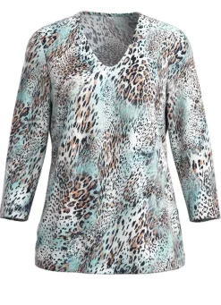 Sale KLAUS MODELLE MADE IN GERMANY Pullover in Jacquard-Feinstrick BLEU-WEISS-MULTICOLOR
