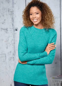 Online BADER Pullover in kuscheliger Qualität JADEGRÜN MELIERT