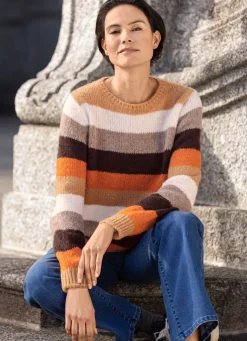 Hot BADER Pullover in kuschelweicher Qualität ORANGE-BRAUN-MULTICOLOR