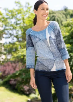 Hot RABE Pullover in leichter Batikoptik JEANSBLAU-MULTICOLOR