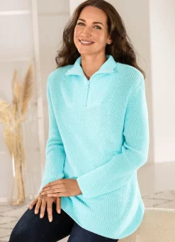 Hot BADER Pullover in Perlfangstrick HELLBLAU