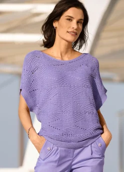 Sale BADER Pullover in quergestrickem Dessin FLIEDER