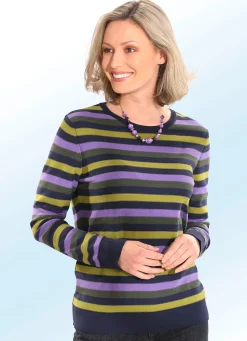 BADER Pullover in Ringeldessin MARINE-KIWI-MULTICOLOR