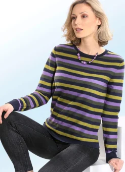 BADER Pullover in Ringeldessin MARINE-KIWI-MULTICOLOR