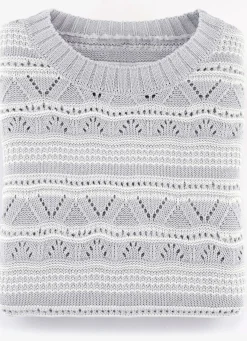 Hot BADER Pullover in Ringeldessin HELLGRAU-WEISS
