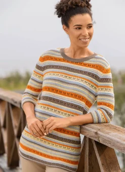 Online BADER Pullover in Ringeldessin TAUPE-VANILLE-MULTICOLOR