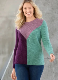 Sale BADER Pullover in sehr flauschiger Qualität AUBERGINE-ROSÉ-MINT