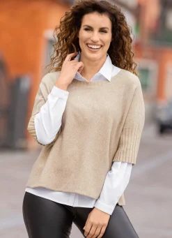 New BADER Pullover in sehr weicher Qualität BEIGE MELIERT