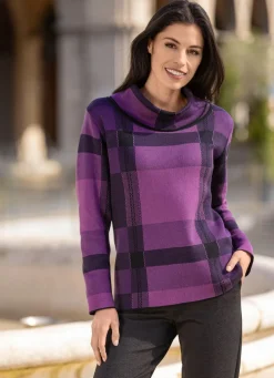 Clearance BADER Pullover in sehr weicher Qualität LILA-SCHWARZ