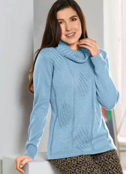 Hot BADER Pullover in streckender Längsoptik BLEU