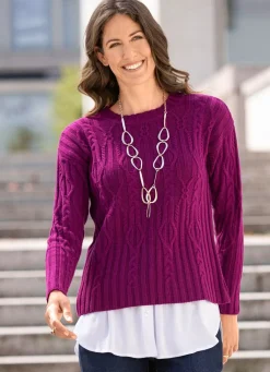 Clearance BADER Pullover in Strukturmix BEERE
