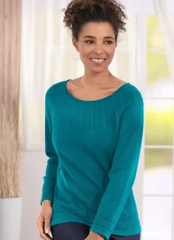 Online BADER Pullover in Strukturmix PETROL