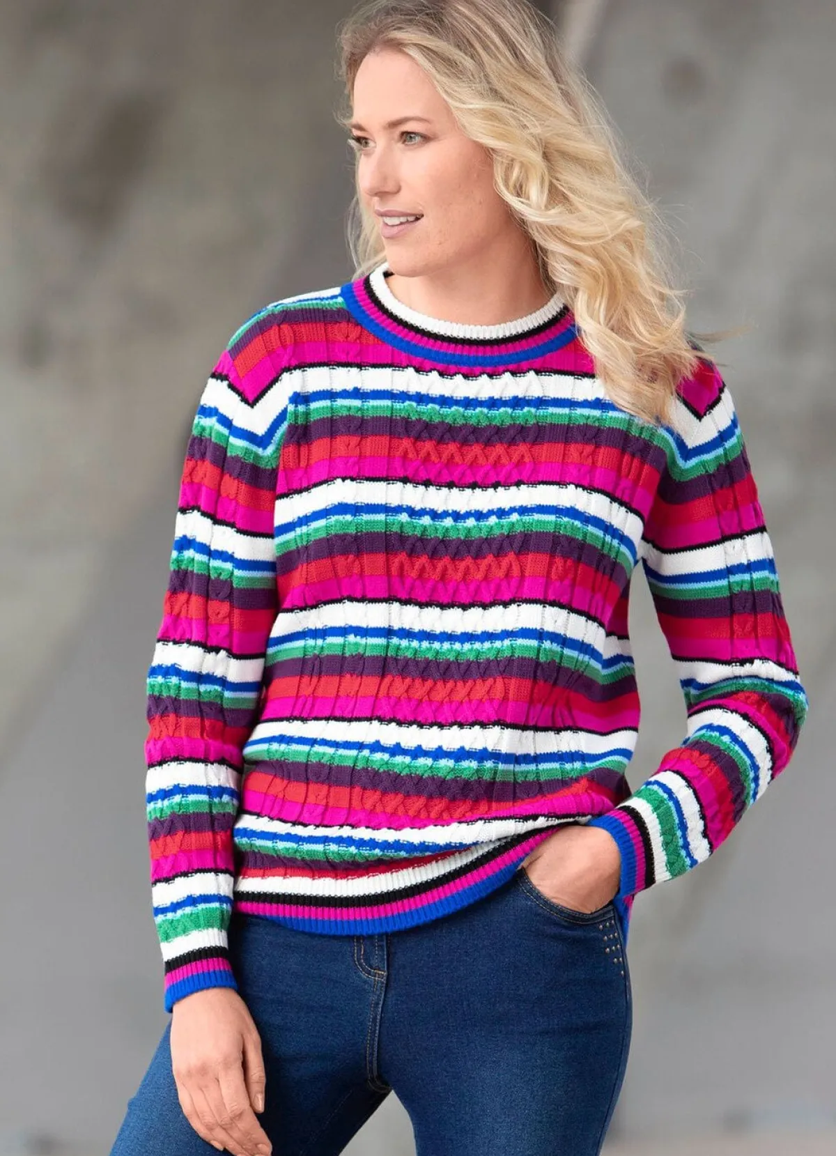 Outlet BADER Pullover in Strukturmix MULTICOLOR