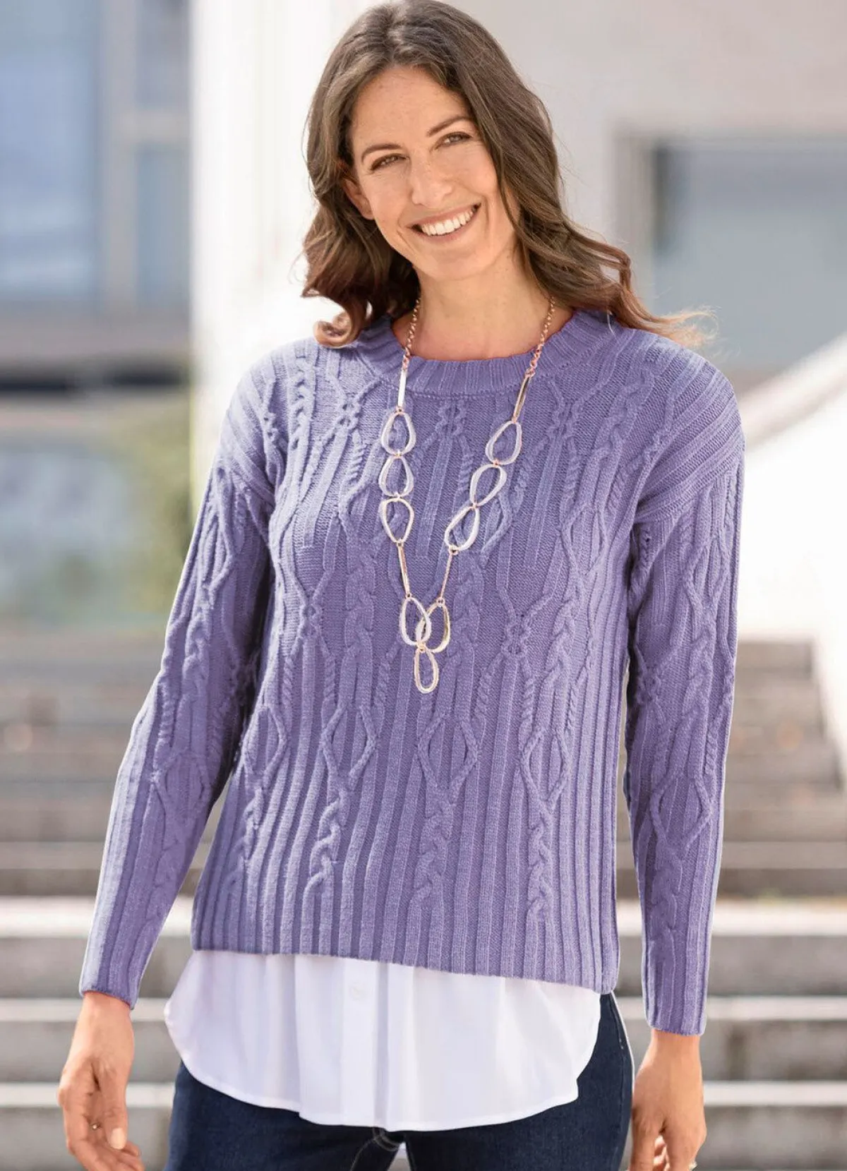 Discount BADER Pullover in Strukturmix FLIEDER