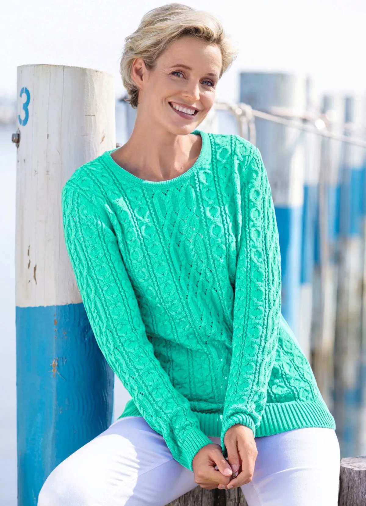 Discount BADER Pullover in Strukturmustermix MINT