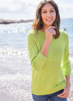 Hot BADER Pullover in Strukturmustermix LIMETTE