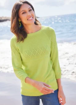 Hot BADER Pullover in Strukturmustermix LIMETTE