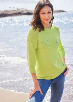 Hot BADER Pullover in Strukturmustermix LIMETTE