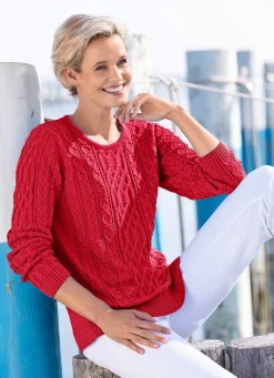 Discount BADER Pullover in Strukturmustermix ROT