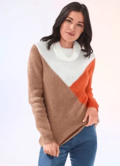 Discount BADER Pullover in superflauschiger Qualität CAMEL-ORANGE-WOLLWEISS