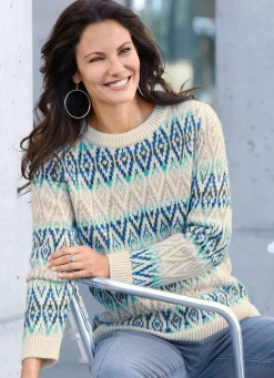 Outlet BADER Pullover in superflauschiger Qualität mit Alpaka SAND-MULTICOLOR