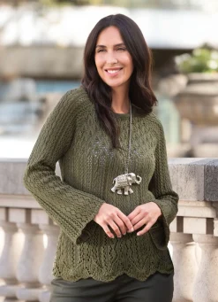 Clearance Tizia Pullover in tollem Mustermix OLIV