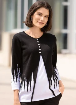 Sale BADER Pullover in Twinset-Optik SCHWARZ-WEISS