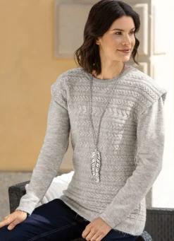 Discount BADER Pullover in Two-in-One-Optik HELLGRAU MELIERT