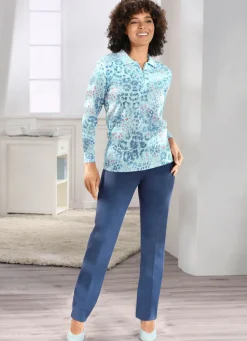 BADER Pullover in weich fließender Qualität EISBLAU-MULTICOLOR