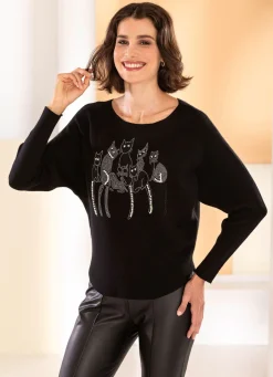 Best BADER Pullover in weichem Feinstrick SCHWARZ