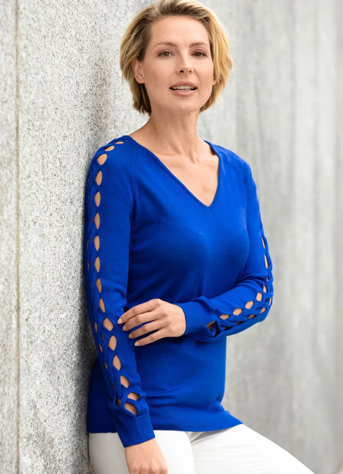 Best BADER Pullover in weicher leicht glänzender Qualität ROYALBLAU
