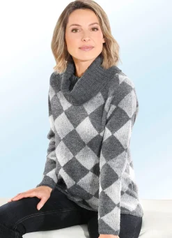 Best BADER Pullover in zartem Farbverlauf mit Bouclégarn GRAFIT-GRAU