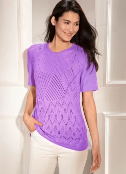 Clearance BADER Pullover mit Ajourmix und feinen Strukturen LAVENDEL
