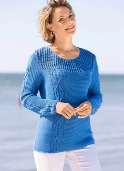 Sale BADER Pullover mit Ajourmuster JEANSBLAU