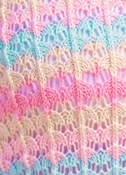 Hot BADER Pullover mit Ajourmuster im Ringeldessin ROSÉ-BEIGE-BLEU