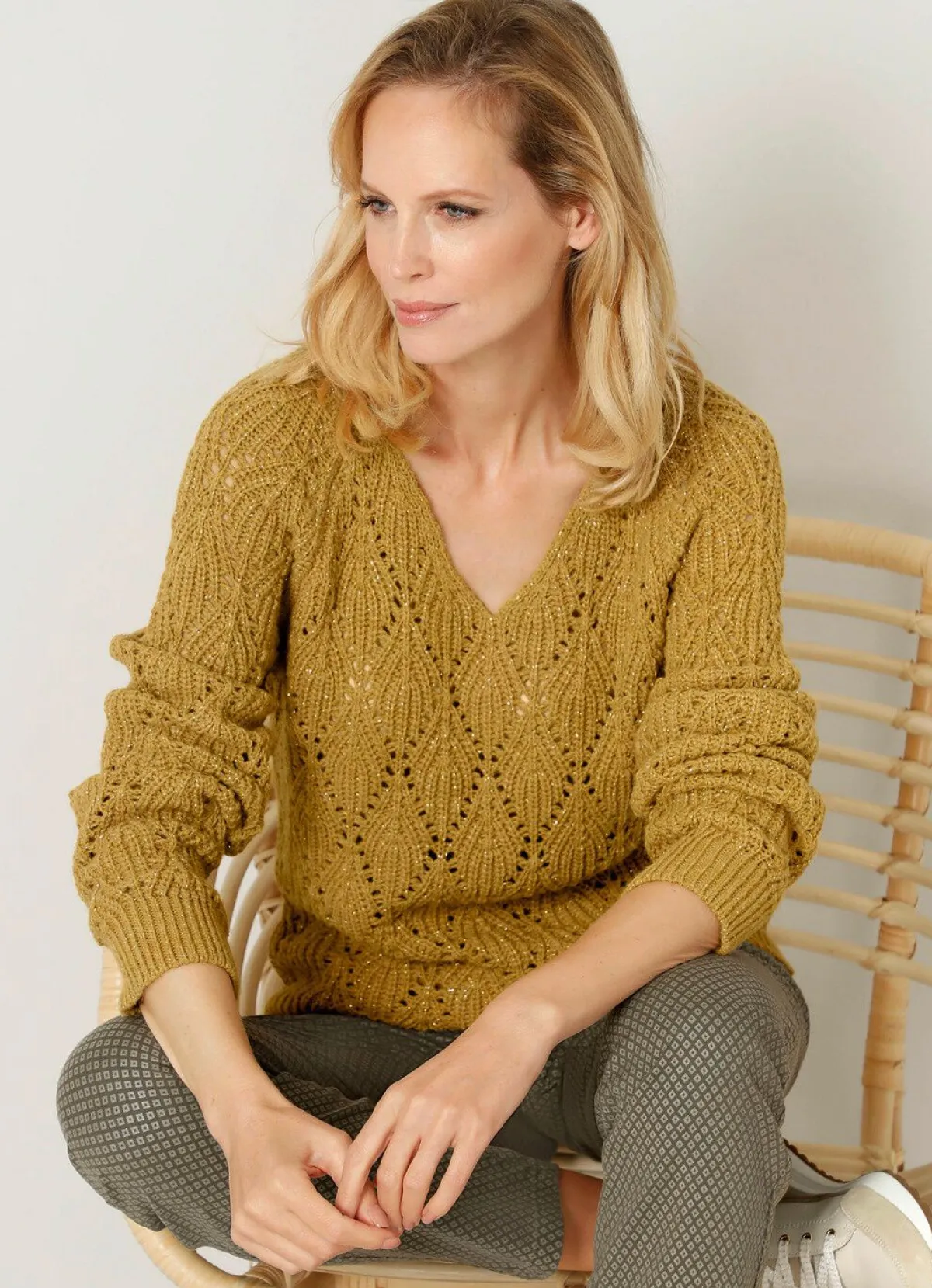 Discount BADER Pullover mit Alpaka SENF