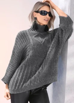Best BADER Pullover mit Alpaka und toller Struktur GRAFIT MELIERT