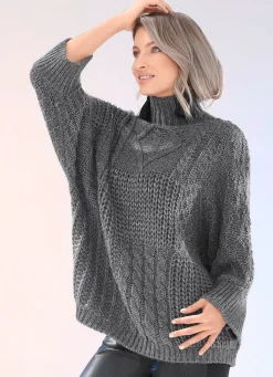Best BADER Pullover mit Alpaka und toller Struktur GRAFIT MELIERT