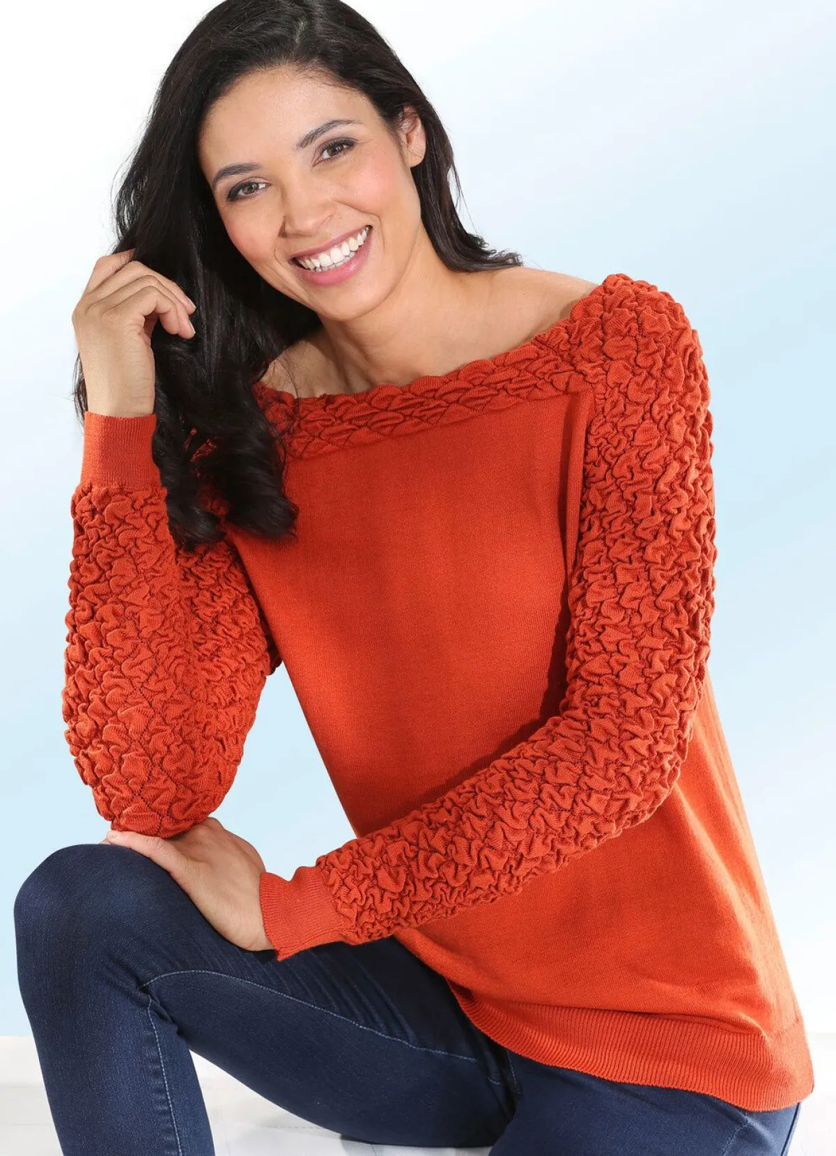 Discount BADER Pullover mit Cloquémuster TERRA