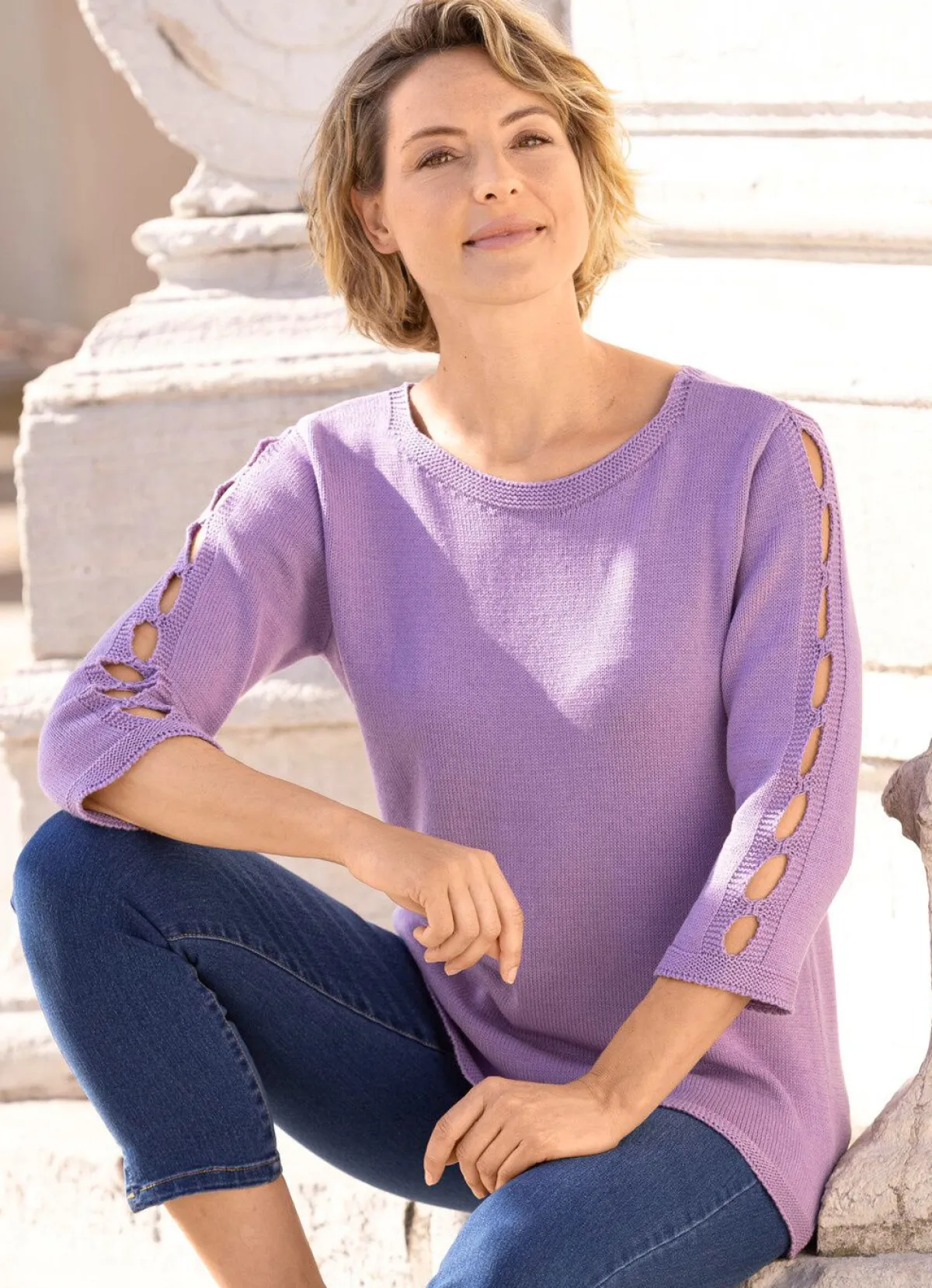 Discount BADER Pullover mit Cut-Outs FLIEDER