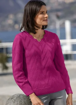 Hot BADER Pullover mit dekorativem Halsausschnitt BEERE