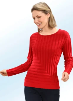 Online BADER Pullover mit dekorativem Rippendessin ROT