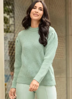Clearance Tizia Pullover mit dekorativer Faltenlegung MINT MELIERT