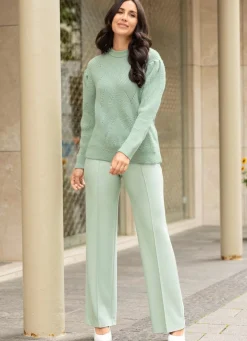 Clearance Tizia Pullover mit dekorativer Faltenlegung MINT MELIERT