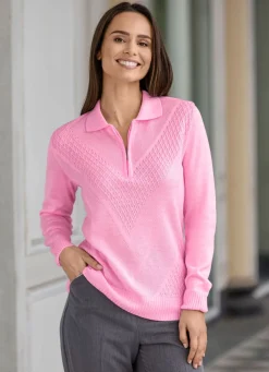 Discount BADER Pullover mit dezentem Glanz ROSÉ