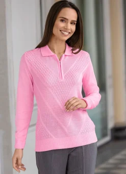 Discount BADER Pullover mit dezentem Glanz ROSÉ