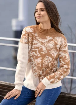 Online BADER Pullover mit Diagonaldessin CAMEL-ECRU