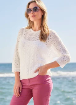 Outlet BADER Pullover mit edlem Glanzeffekt ECRU