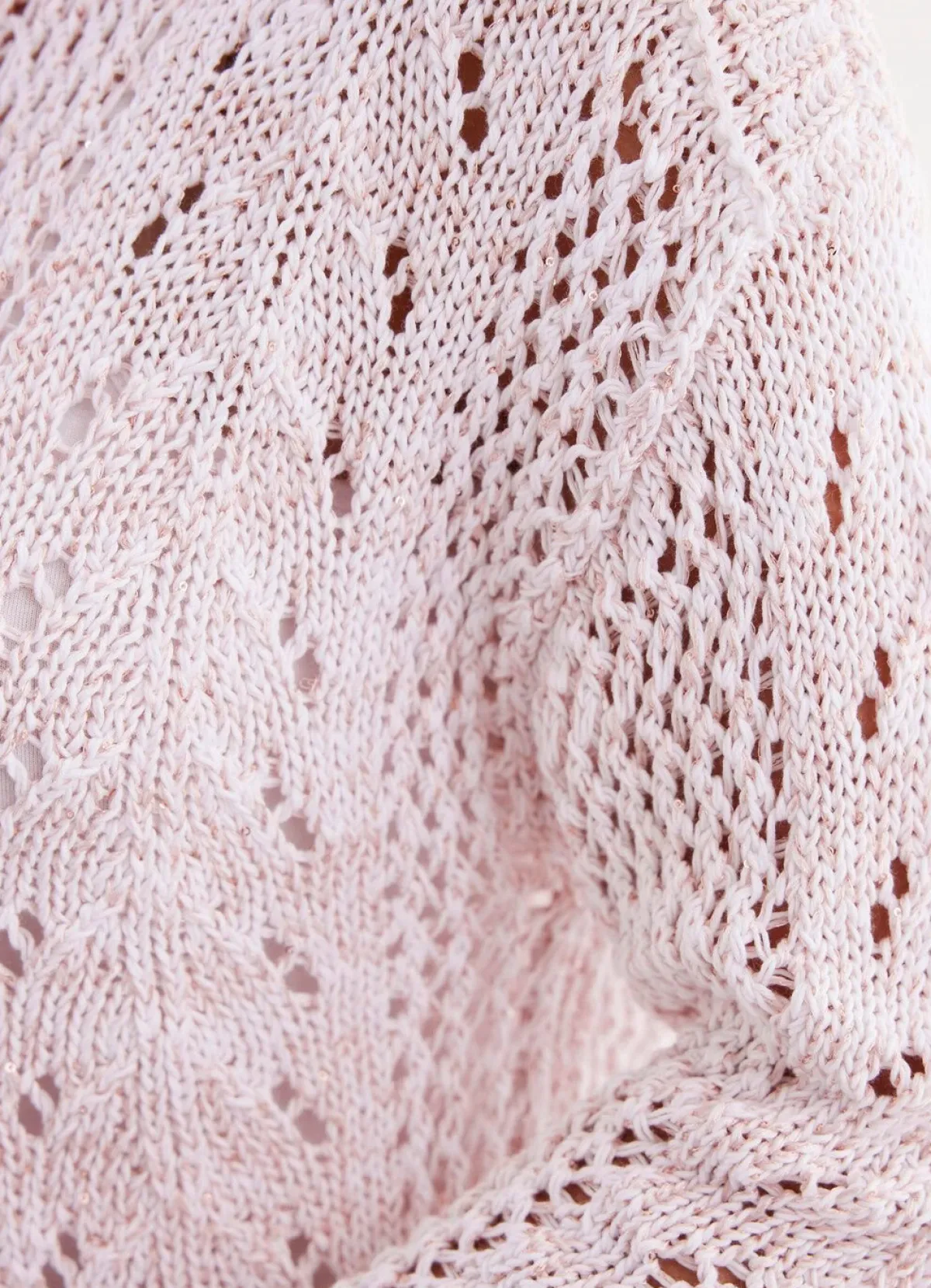 Clearance BADER Pullover mit edlem glänzendem Paillettengarn WEISS-ROSÉ